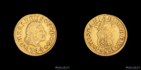 España. Felipe V. 1/2 Escudo 1744 PSJ. KM361
