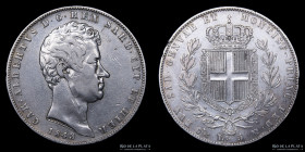 Savoy. Carlo Alberto. 5 Lire 1843 P. KM130.2