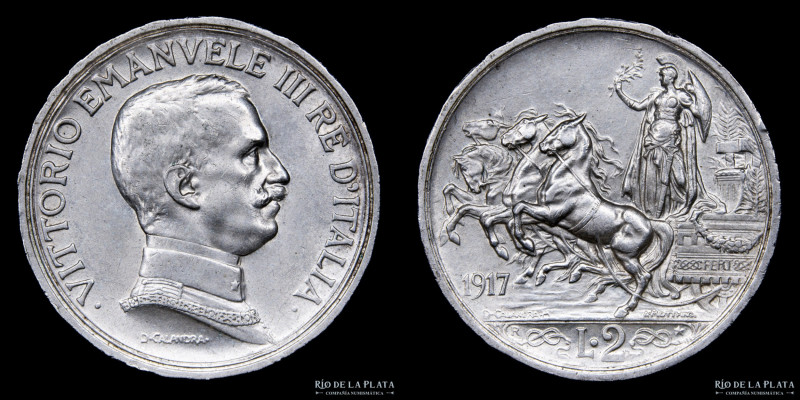 Italia (Reino) Vittorio Emanuele III (1900-1946) 2 Lire 1917 R. Plata 835; 26.5m...