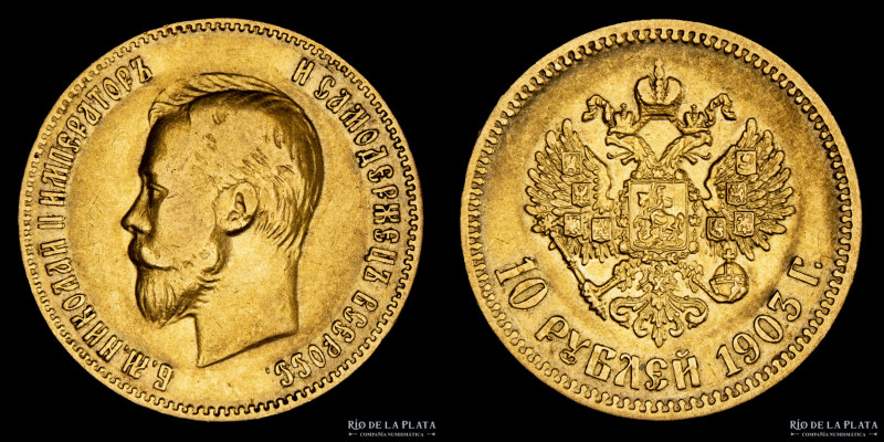 Rusia Imperial. Nicolas II (1894-1917) 10 Rublos 1903. Oro 900; 22.5.3mm; 8.57g....