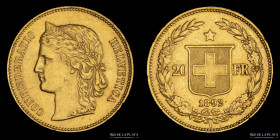 Suiza. 20 Francs 1892 B. KM31