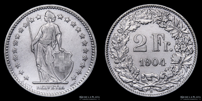 Suiza. 2 Francs 1904B. Berna mint. Plata 835; 27.4mm; 9.93g. KM21 (XF)

USD 10...