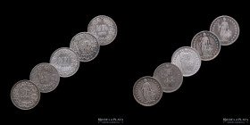 Suiza. 5 x 1/2 Franc 1875-1882. KM23
