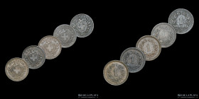 Suiza. 5 x 1 Rappen 1850-1882. KM3.1