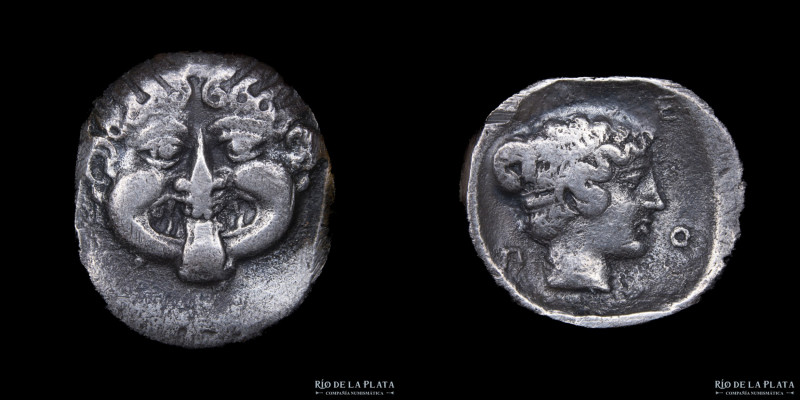 Neapolis, Macedonia (424-350BC) Hemidrachm. Silver; 14mm; 1.70g. A: Gorgoneion w...