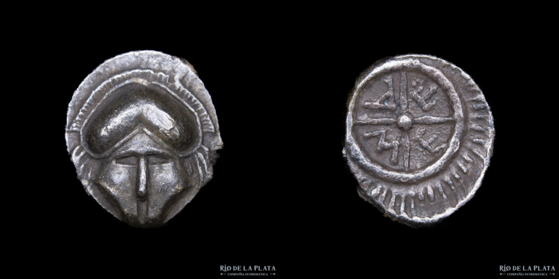 Messembria, Thrace (400-350BC) Diobol. Silver; 10mm; 1.43g. A: Crested corinthia...
