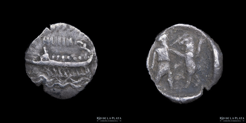 Sidon, Phoenicia. Sakton II (401-365BC) 1/16 Shekel. Silver; 9mm; 0.70g. A: Phoe...