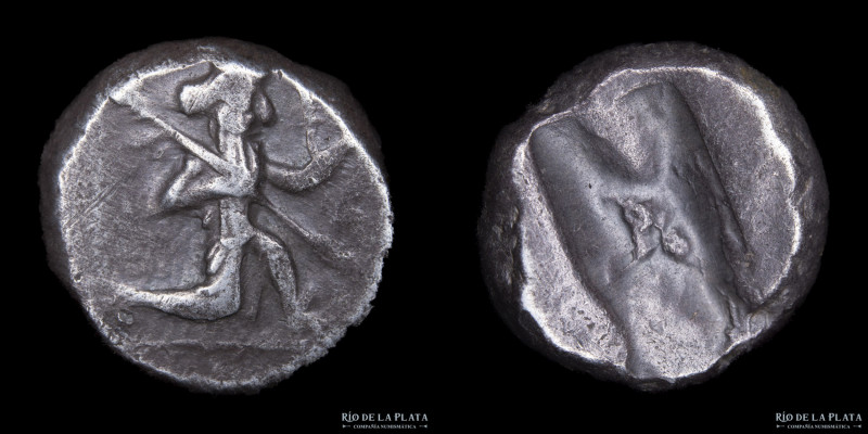 Achaemenids. Darios I to Xerxes II (485-420BC) Siglo. Silver; 15mm; 5.56g. A: Pe...