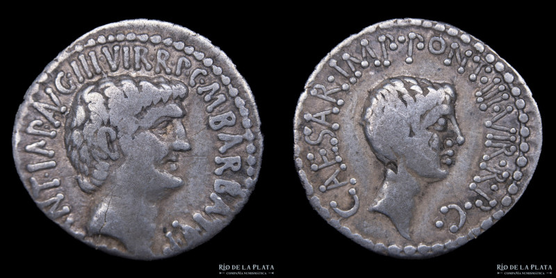 Imperatorial. Mark Antony and Octavian (41BC) Denarius, Military mint travelling...