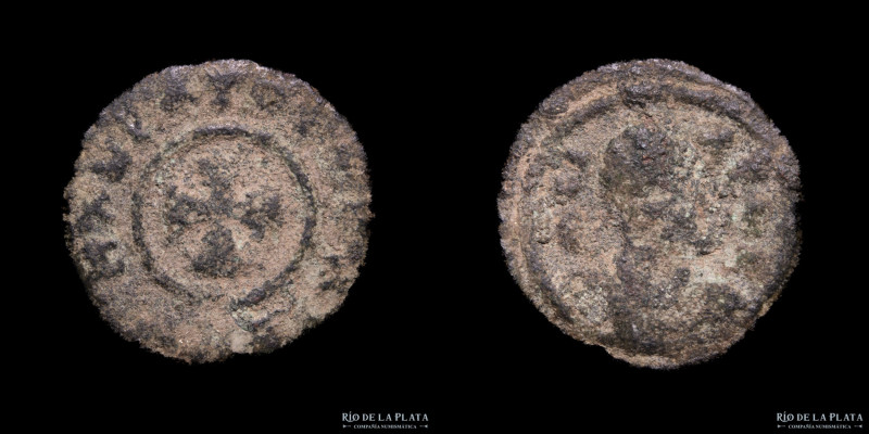 Axum. Anonymous Issues (370AD) Unit. Bronze; 12mm; 0.54g. A: BACIΛЄYC, Draped bu...