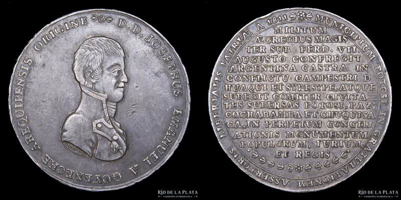 Potosí. Fernando VII. 1811. Tamaño 10 Reales. Plata 896; 42mm; 41.56g. Al Genera...
