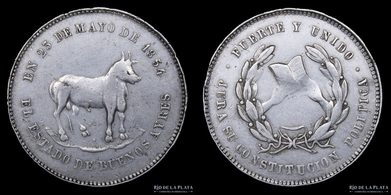 Argentina. 1854. Buenos Aires. Jura Constitucional. Plata; 31mm; 9.10g. Constitu...