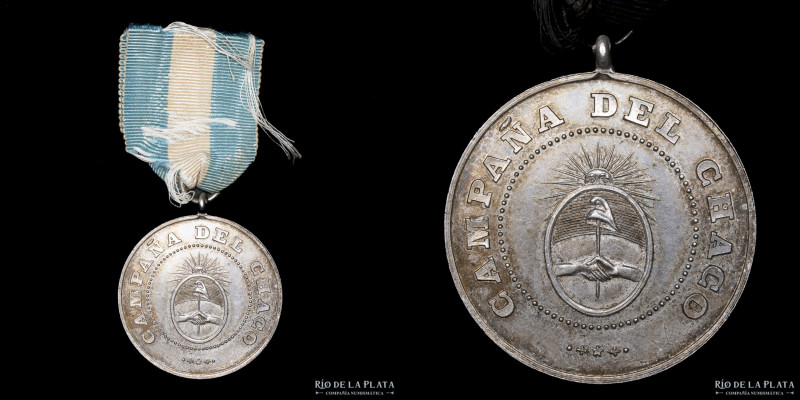 Argentina. Premio Militar Campaña del Chaco 1888. Plata; 30.0mm; 14.11g. A: CAMP...