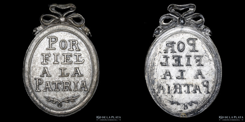 Argentina. 1915. Premio Por Fiel a la Patria. Metal blanco; 32x43mm; 8.80g. Soci...