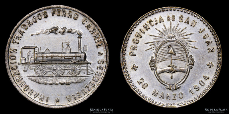 Argentina. Ferroviarias. 1904. San Juan. Inauguración en Trabajos Carril a Serre...