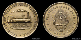 Argentina. Ferroviarias. 1904. San Juan Carril a Serrezuela. Bronce