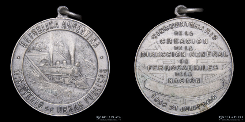 Argentina. Ferroviarias. 1938. Cincuentenario de la Dirección General de Ferroca...