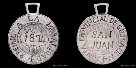 Argentina. 1874. Premio. Junta Provincial de Educacion. San Juan