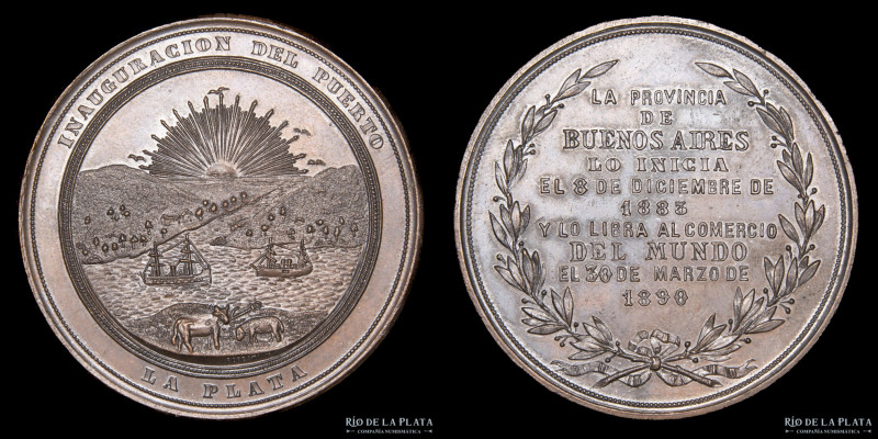 Argentina. 1890. Inauguración del Puerto de La Plata. Cobre; 56mm; 80.93g. (AU/U...