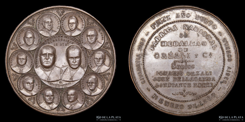 Argentina. 1896. Imposición del Palio. Castellano-Casanova. Publicitaria. Cobre;...