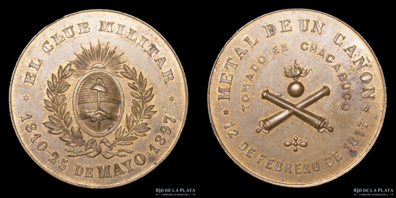 Argentina. 1897. El Club Militar. Hecha con metal de un cañon tomado en Chacabuc...