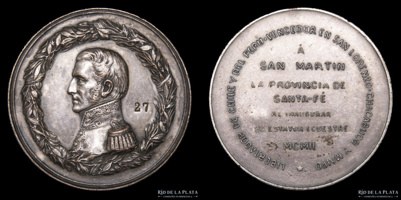 Argentina. 1902. Gral. San Martín. Inauguración estatua ecuestre en Santa Fe. Co...