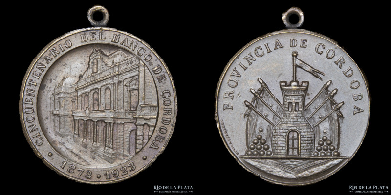 Argentina. 1923. Córdoba. Cincuentenario del Banco Provincial de Córdoba. Cobre;...