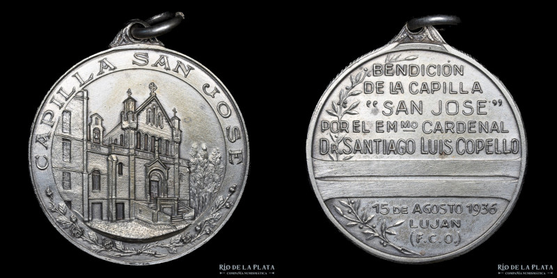 Argentina. 1936. Bendición Capilla San José. Cardenal Copello. Luján. Metal blan...