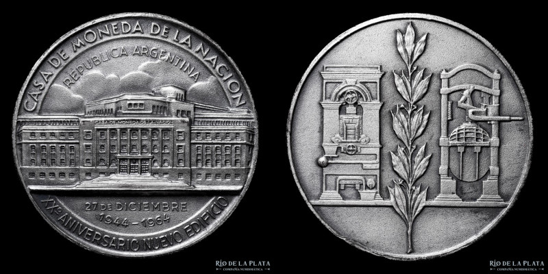 Argentina. 1964. 20º Aniversario Casa de Moneda 1944-1964. Nuevo Edificio. 122x8...