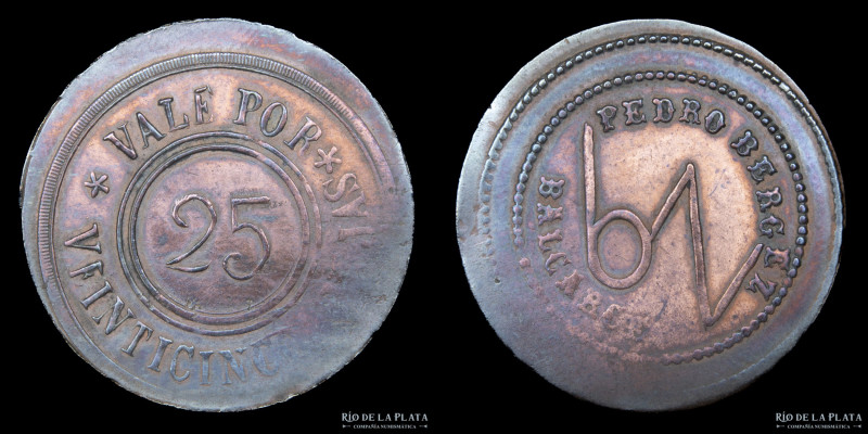 Argentina. Ficha. Esquila. 25 Ovejas. Pedro Bergez. Cobre; 27mm; 2.45g. Arroyo d...