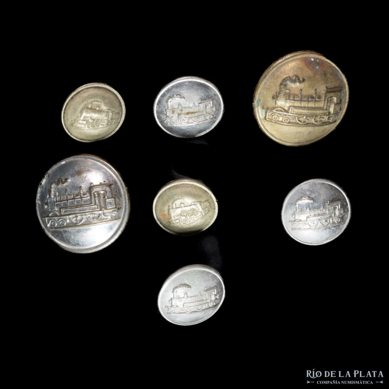 Argentina. Botones Ferroviarios. Diferentes líneas. Lote x7. 17/24mm. A clasific...