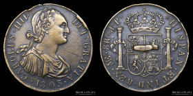 Argentina. Boton colonial. Simil Carlos IIII 8 Reales 1805 ME JP