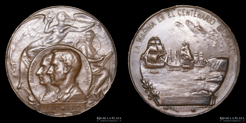 Chile. 1910. Centenario de la Armada Chilena. Cochrane. Blanco. Cobre; 64mm; 118...