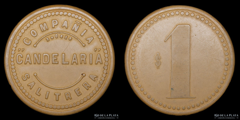 Chile. Ficha Salitrera. Valor 1. Oficina Candelaria, Antofagasta ND1904. Ebonita...