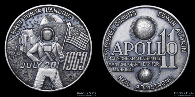 USA. 1969. Apollo 11. Primer Alunizaje. Neil Armstrong. Plata; 35mm; 26.0g. (UNC...