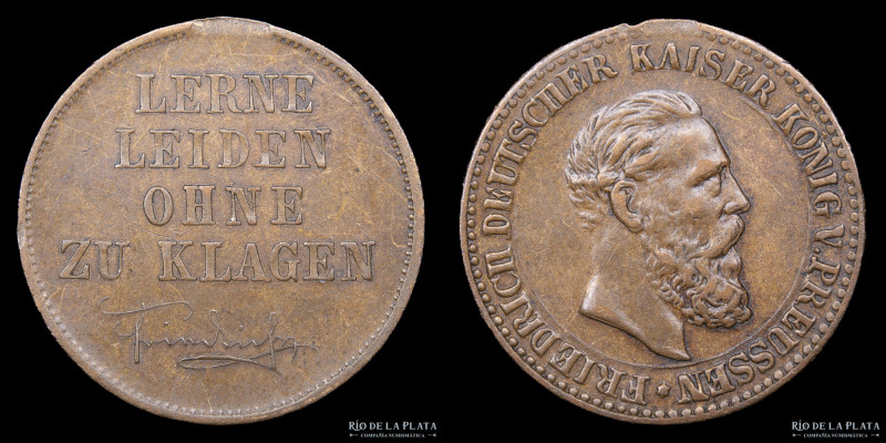 Alemania. Prusia. Jetón ND (1888). Friedrich III (1688-1701). LERNE LEIDEN OHNE ...