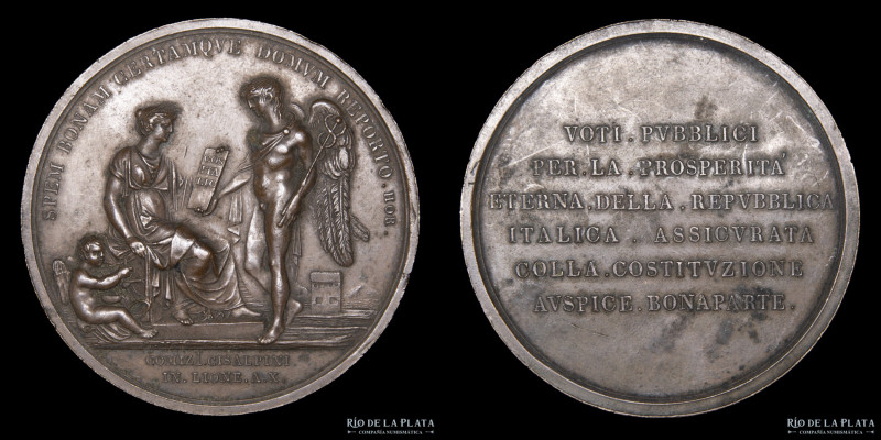 Francia. 1802. Napoleón Bonaparte. Constitución de la República Cisalpina. Bronc...
