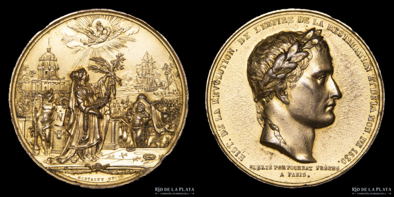Francia. 1830. Regreso del féretro de Napoleón a Paris. Cobre dorado; 52.4mm; 60...