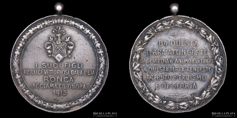 Italia. 1913. Guerra de Libia. Plata 990; 34mm; 12.53g. Golpe en canto (VF)

U...