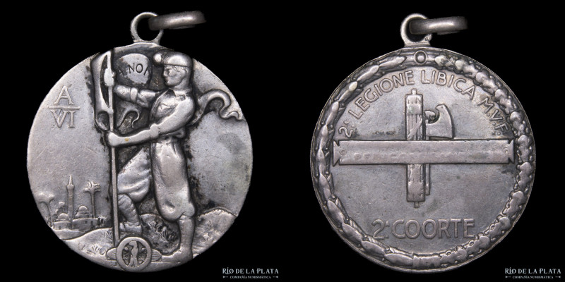 Italia. 1928. 2da. Legione Libica MVF - 2da. Coorte AOI. Cobre plateado; 30mm; 1...