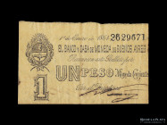 Buenos Aires, Banco y Casa de Moneda. 1 Peso 1864. Pick S441b