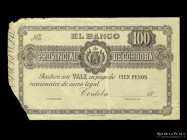 Cordoba. Banco Provincial. 100 Pesos 1891 Remainder. Pick S756