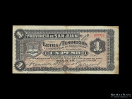 San Juan. Letra Tesoreria. 1 Peso 1896. Bauman plate