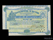 San Juan. Banco Provincial. Debentures con Garantia Flotante 1933