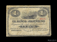 Santa Fe. Banco Argentino. 1 Real Plata Bol 1873. Bauman Plate