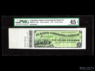 Santa Fe. Banco Comercial. 1 Peso Fuerte 1867 Remainder. Bauman plate