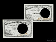 Santa Fe. Banco Provincial. 2 x 5 Centavos 1874 cancelados. Pick S798