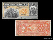 Santa Fe. Banco Provincial. Muestras 50 Pesos Front y Back 1882. Pick S830A