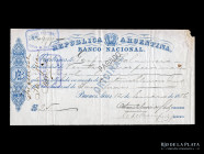 Argentina. Banco Nacional Suc Buenos Aires. Cheque 1886