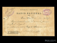 Argentina. Banco Nacional Suc Buenos Aires. Cheque 1887